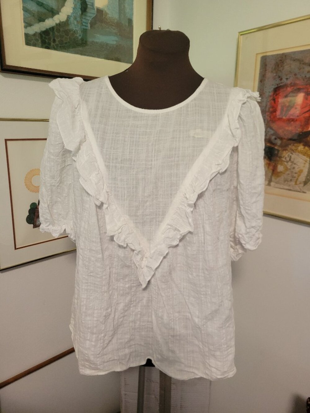 Ana Short Sleeve Ruffled Blouse Size XL